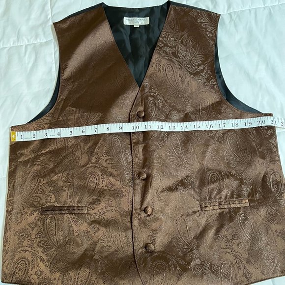 Vesuvio Napoli men's formal paisley tuxedo vest,  size M , brown - Picture 5 of 12